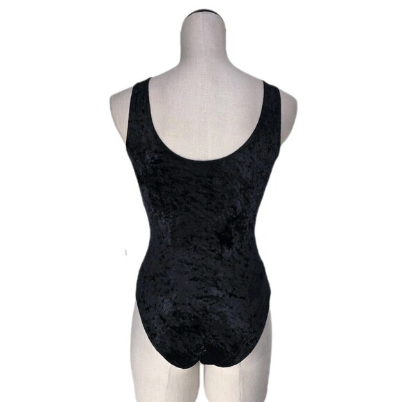 Gilda Marx VTG 90s Crushed Velvet Dance Gymnastics Leotard Adult XS (Y/J) Black - Picture 6 of 11
